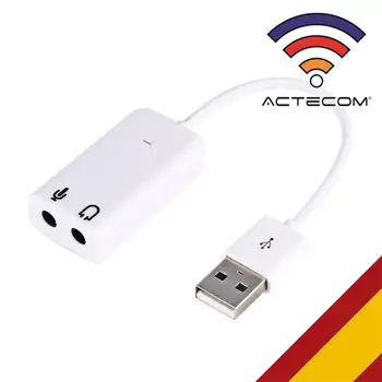 

ACTECOM Adaptador Tarjeta de Sonido USB 2.0 Audio Sound 7.1 Mini Jack Blanca