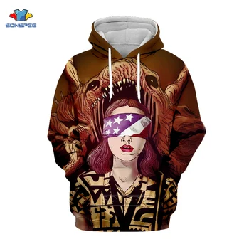 

SONSPEE Winter Mens Sudadera Stranger Thing Oversized Hoodie 3D Print Sweatshirt Women Stranger Things Hoodies Pullover Men