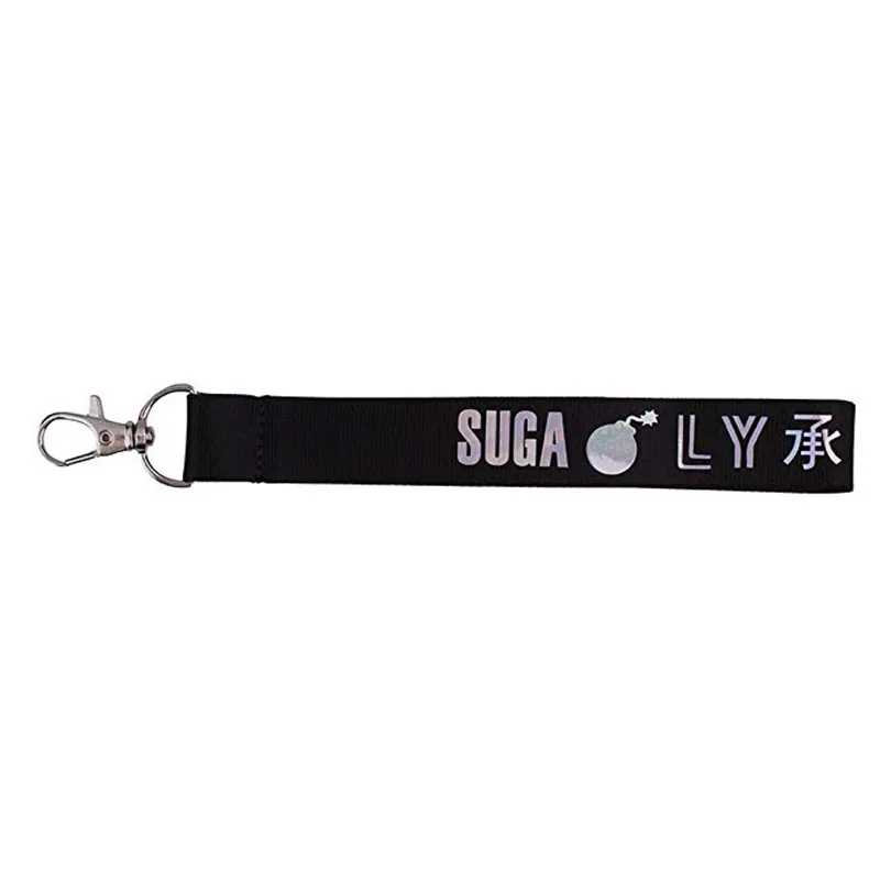KPOP брелок лазерный Bangtan мальчиков шнурок любовь себя порвать ее Ким Tae Hyung JIMIN JUNGKOOK SUGA брелок, цепочка для ключей J-HOPE RM V - Цвет: SUGA BLACK