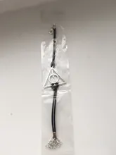 Brazalete triangular redondo de cuero negro para hombre y mujer, cuerda de cuero antigua Vintage, moda clásica, película de película, joyería, venta al por mayor