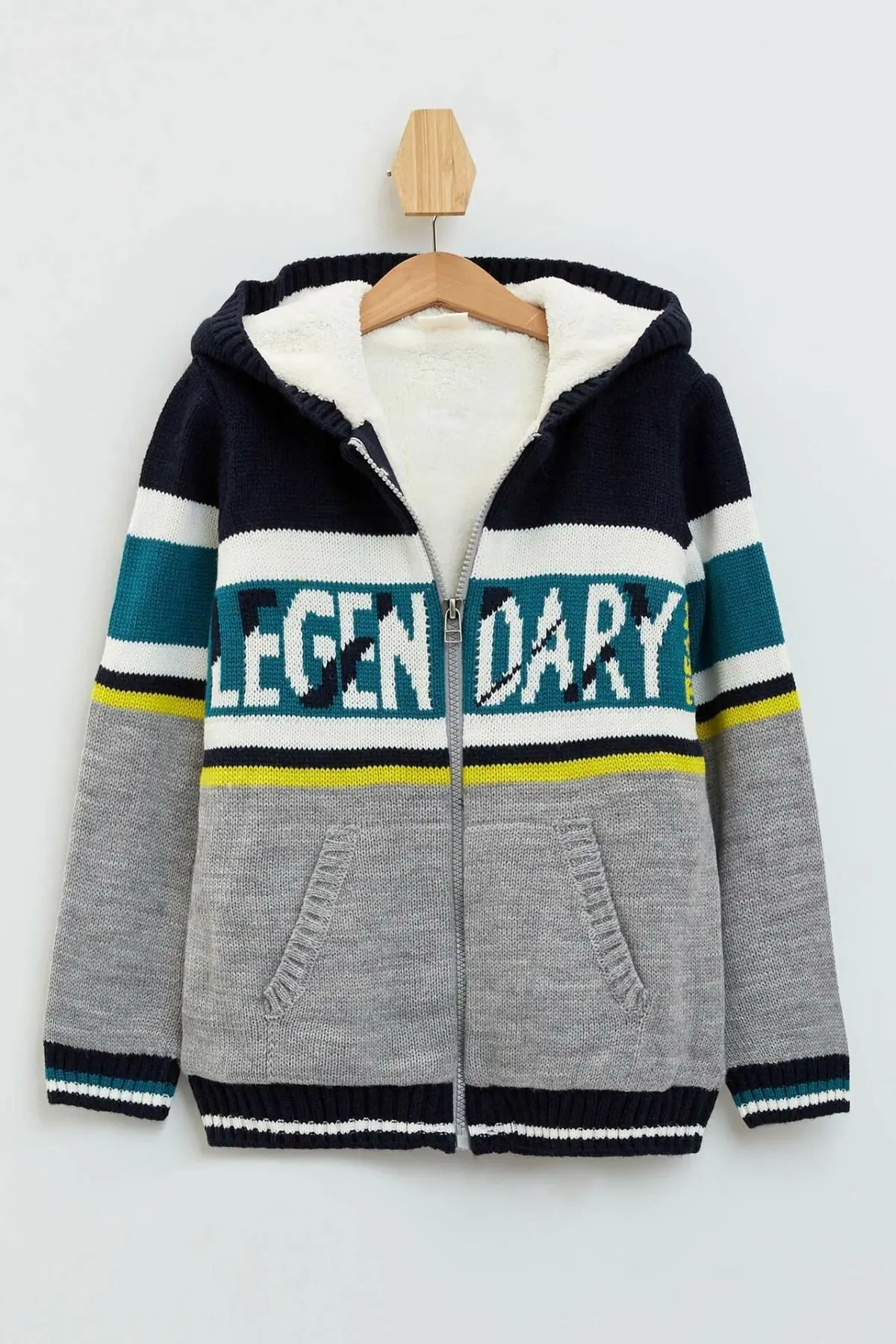 

DeFacto Boy Warm Cardigan Kids Casual Hooded Letter Pattern Coats Boys Fashion Thicken Jackets Winter - L0474A619AU