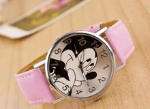 Reloj con dibujos animados de Mickey para mujer, cronógrafo deportivo para niño y niña, relojes de cuarzo de cuero, novedad de 2019