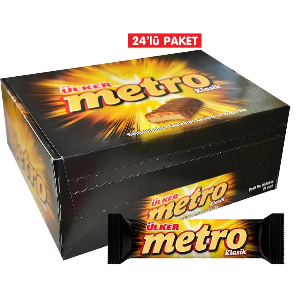 Карамель с молочным шоколадным покрытием Nougat Bar Ulker Metro 24 шт. турецкое