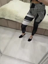 Gym Leggings Pants Print Striped Yoga Women High-Quality Patchwork Breathable Two-Color
