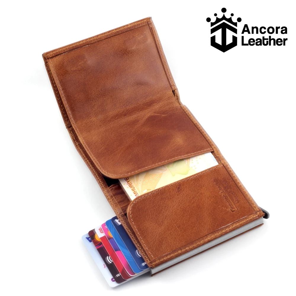 Cartera inteligente de cuero de vaca para hombre, tarjetero automático, hecho a mano, regalo 2021 cartera hombre tarjetero hombre monedero hombre carteras de hombre tarjetero mujer hombre billetera|Carteras| - AliExpress