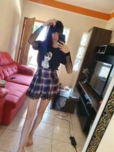 Faldas plisadas Y2K para mujer, faldas plisadas a rayas negras y rosas, Tank Cute Sweet Girls, falda para la escuela a cuadros con cordones, Mini guantes góticos, falda de encaje