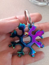 Llave de copos de nieve multifuncional, herramienta portátil para exteriores, forma octogonal, 18 en 1, llave multifuncional con anillo