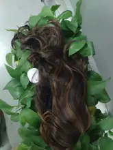 ALAN EATON-Peluca de cabello sintético para mujer afroamericana, cabellera artificial largo ondulado con flequillo, color negro, marrón y dorado, resistente al calor