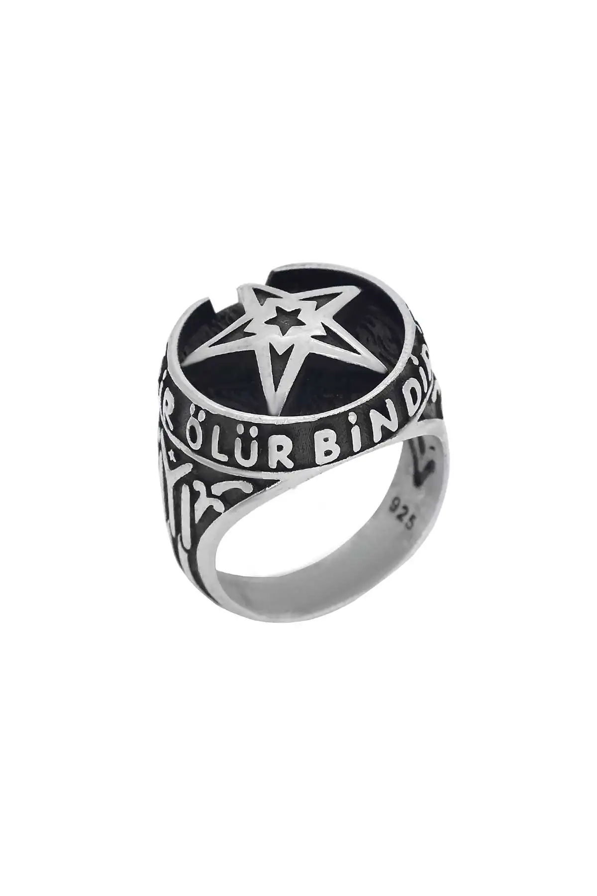 

A Die Bin Diriliriz Inscribed Silver Men 'S Ring