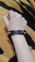 Pulsera gótica negra Punk para mujer, remache de punta cónica, brazalete de cuero negro, talla grande, Unisex
