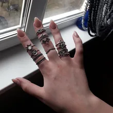 Docona-Conjunto de Anillos para nudillos geométricos Vintage para mujer, diamantes de imitación, conjunto de Anillos Midi, joyería para fiesta, accesorios