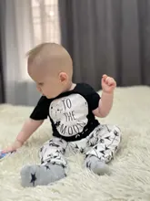 Conjunto de ropa de algodón para recién nacido, camiseta de manga corta con estampado de letras, pantalones informales, trajes para niños pequeños