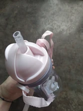 Botella de paja de agua potable con dibujos de animales para niños, Bola de gravedad, taza de bebé con correa para el hombro
