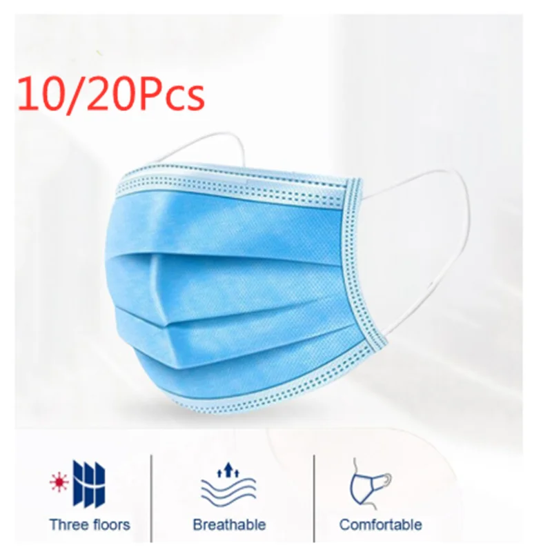 

Mask Disposable Filter Safety Protective 10/20Pcs Dust-Proof Breathable Mouth Nose Cover Industrial Resperater Earloop
