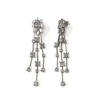 

Sterling silver earrings 925m long 82mm. Zircons close pressure