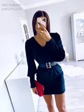 Patchwork-Dress A-Line-Lantern-Sleeve V-Neck Lace-Edge Simplee Open-Back Nightclub Sexy