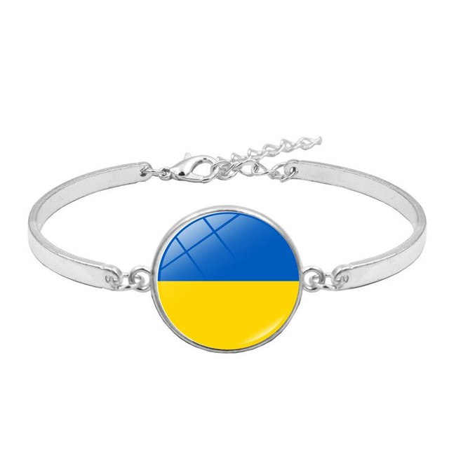 Trendy Ukraine National Flag Bracelets Handmade Natural Stone Beads Bracelet Yellow Blue Ukrainian Flag Patriotism Pride