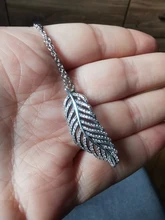 Collar de plata de ley 100% con forma de hoja de roble, colgante con forma de corazón recortado, con luz de la vida, con plumas, A la moda, 925