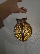 Solar-Lanterns Garden-Lights-Decor Fence Handle Hanging Tree Patio Bronze Retro Hollow