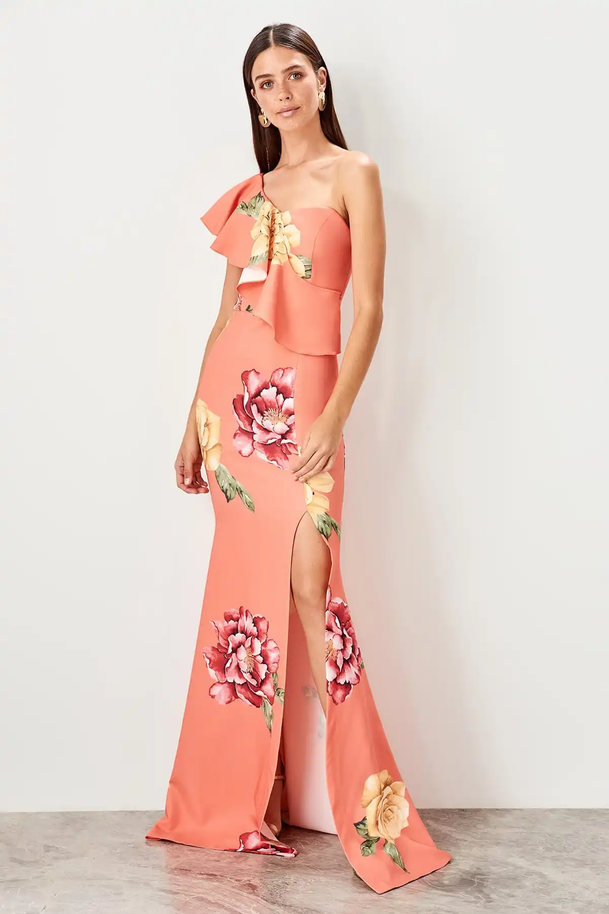 Trendyol/вечернее платье с цветочным узором TPRSS19AE0063 | Свадьбы и торжества