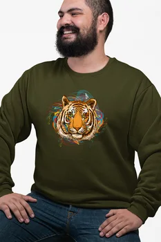 

Angemiel Wear Colorful Arkaplanlı Tiger Green Men 'S Sweatshirt
