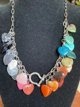 Piedra ópalo Natural de cristal de 20mm, dijes colgantes con forma de corazón para pendientes diy, collares, fabricación de joyas, cadena decorativa