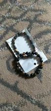Pulsera de piedra Natural con Triple protección, brazalete de hematita y obsidiana negra, Ojo de Tigre