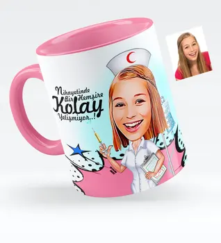 

Personalized Nurse Caricature Of Pink Mug cup-2