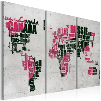 

Table-World Map (French language)-triptych-60x40