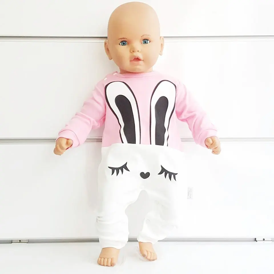 

Combed cotton Rabbit Printed Pink Girl Baby Jumpsuit