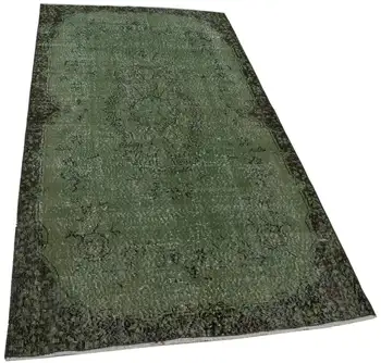 

114x208 Cm Green Handmade Overdyed Rug-4x7 Ft