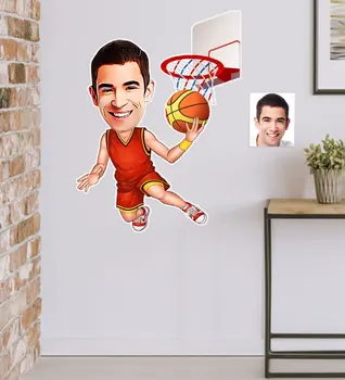 

Personalized Men Basketball Player Caricature Of Wall Sticker (50x70cm) souvenir Special Occasions Home Office Fun Funny