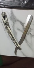 Navaja de afeitar clásica para hombre, soporte de hoja de afeitar con mango de acero inoxidable, borde recto, plegable