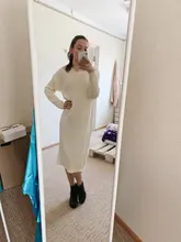 Knitted Dresses Robe Sweater Loose Maxi Oversize Long-Sleeve Winter Womens Vestido Autumn