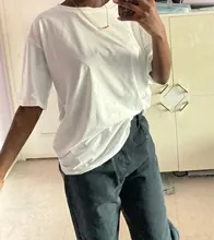 Oversize Tee Shirt Hipster Long-Tops Basic Harajuku Summer Korean Solid-Color Casual