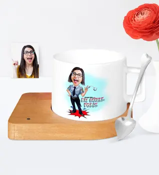 

Personalized Custom Best Nice Police Cartoon Wooden Altlıklı Ceramic Cup-1