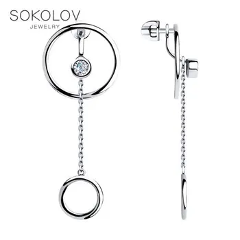 

SOKOLOV Silver drop earrings with stones with cubic zirconia fashion jewelry silver 925 women's/men's, male/female, long earrings, women's male