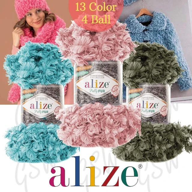 Cheap Alize Puffy Finger Knitting Yarn 4 Ball, 100 Grams 9 Meters