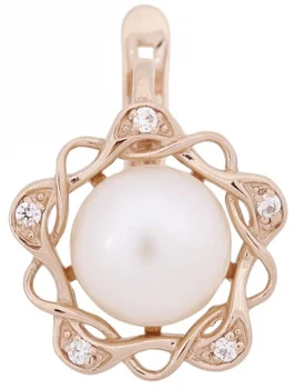 

Примаэксклюзив earrings flowers with pearls and cubic zirconia in red gold