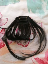 AILIADE-flequillo de aire Blunt falso para mujer, extensión de Clip de cabello sintético, flequillo falso Natural