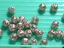 4/6/8/10mm hueco bola de la flor de perlas encantos de Metal aburrido oro bronce plata Chapado en plata filigrana espaciador granos de la fabricación de la joyería Diy