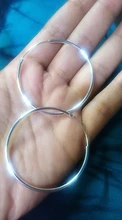 DOTEFFIL de Plata de Ley 925 Plata Lisa 50mm pendientes de aro grandes para las mujeres boda joyería para fiesta de compromiso