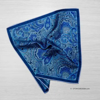 

Silk blazer pocket square blue cucumber print (51837)