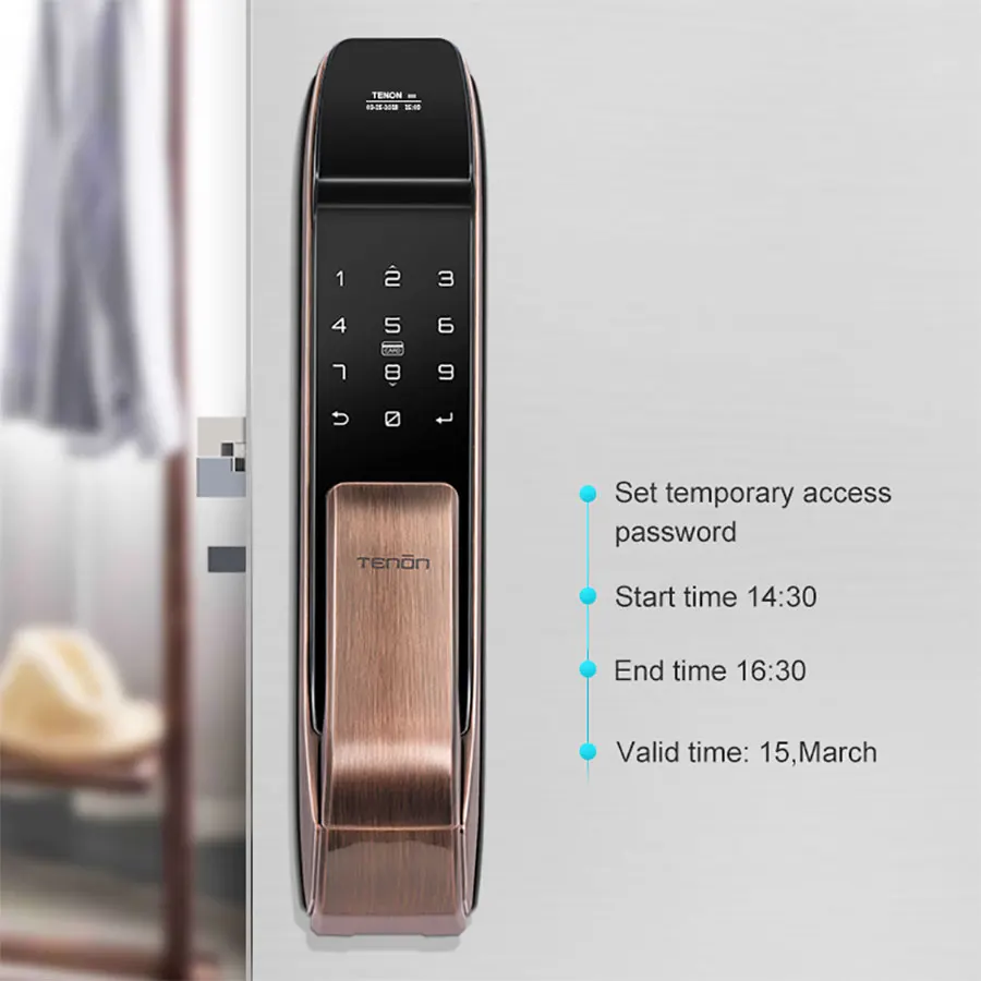 Tenon push&pull smart door lock fingerprint door lockthe 3rd generation electronic mortise with 3 invention patents