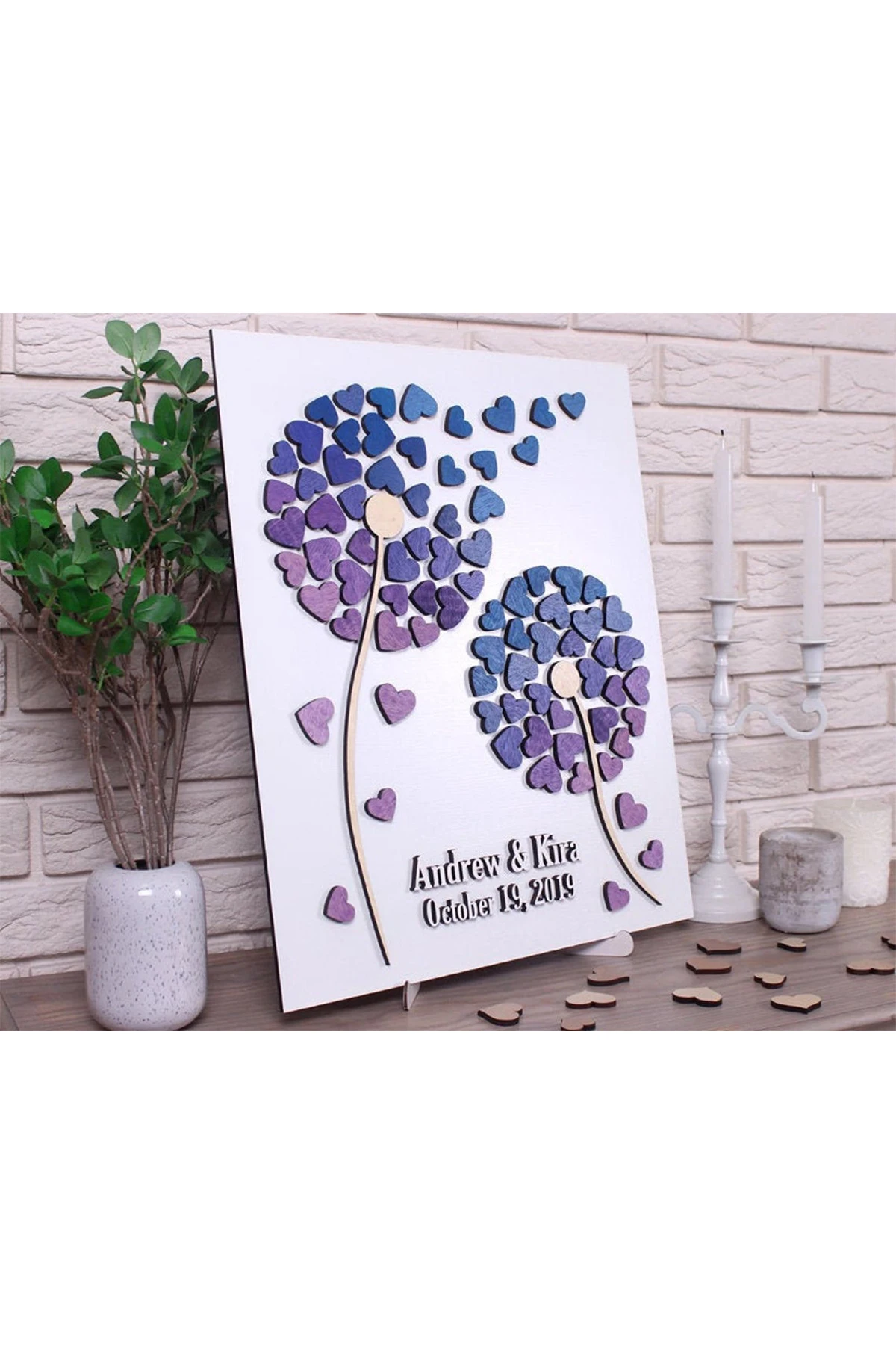 Wedding Guest Visitor Signature Book Wooden Personalized Alternatives to Names Date Mr and Mrs Mariage 3D Love Valentine's Rusti | Дом и