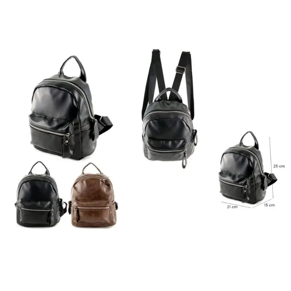 Mochila de mujer en negro y marrón ,bolso mochila  pequeña mujer Alessia