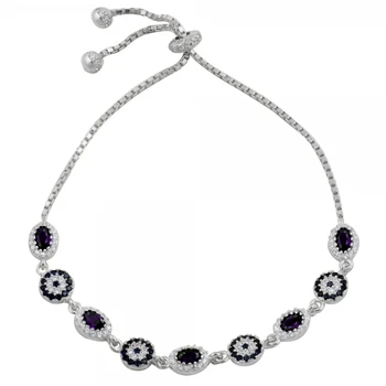

KUTAYDAN 925 Sterling Silver Colorful Zircon Stone Society Eye Elevator Bracelet