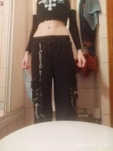 QWEEK-pantalones Cargo negros Harajuku gótico para mujer, ropa de calle gótica de pierna ancha, holgada, Pantalones blancos, moda holgada