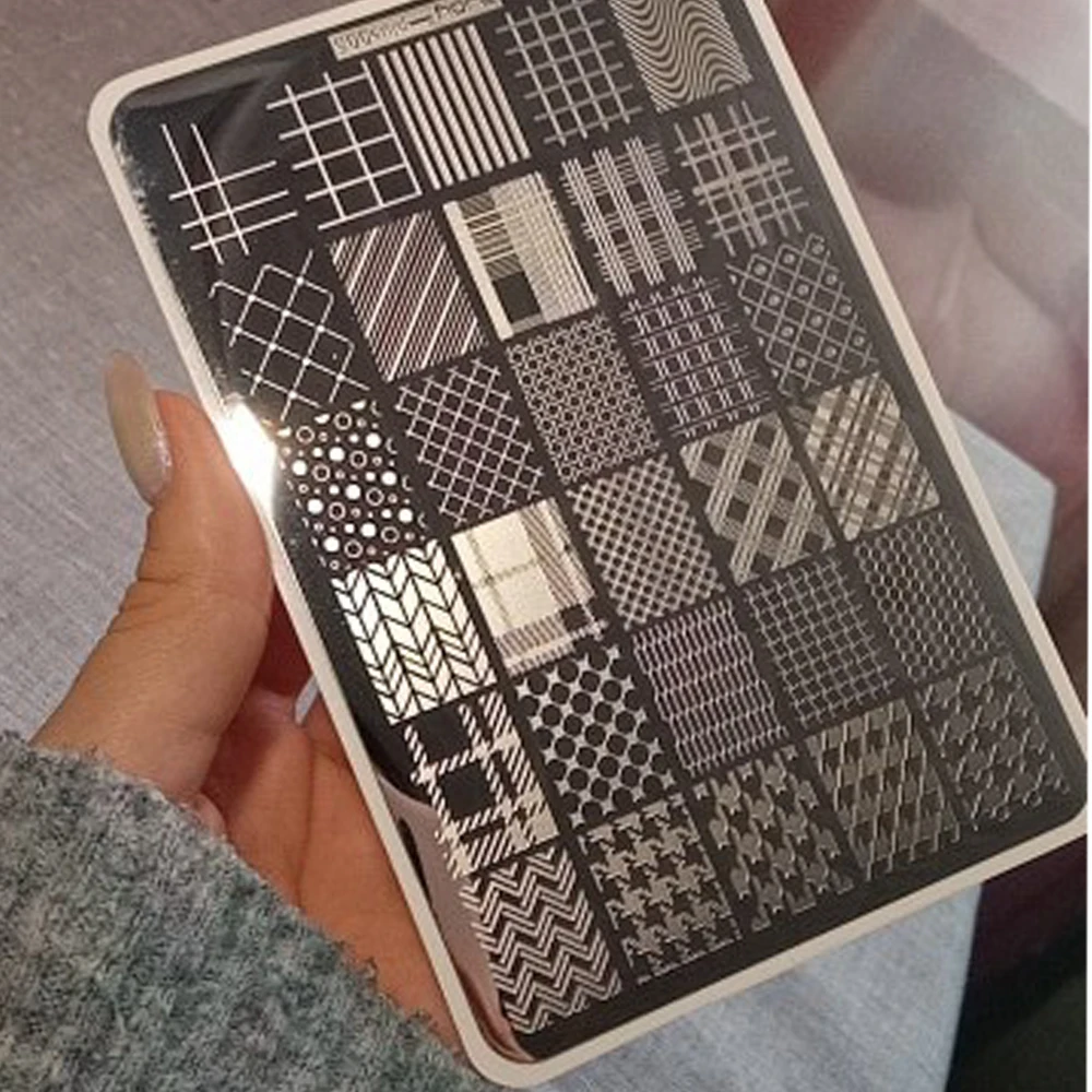 Big Size 9.5*14.5cm Nail Stamping Plates Flower/geometric shaped nail art template for DIY nail art decoration plate tools