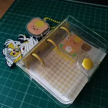 MINKYS-Mini cuaderno Kawaii de bolsillo, diario de hojas sueltas, libro de Agenda, regalo de cumpleaños, conjunto de papelería escolar coreana, 3 anillos